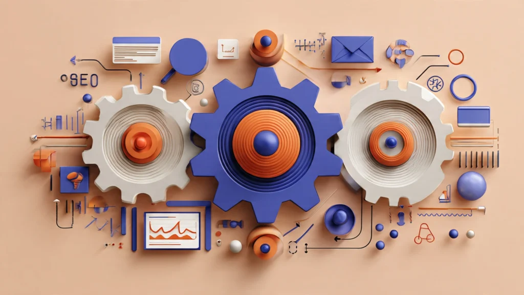 seo and digital marketing integration strategy diagram showing how channels work together