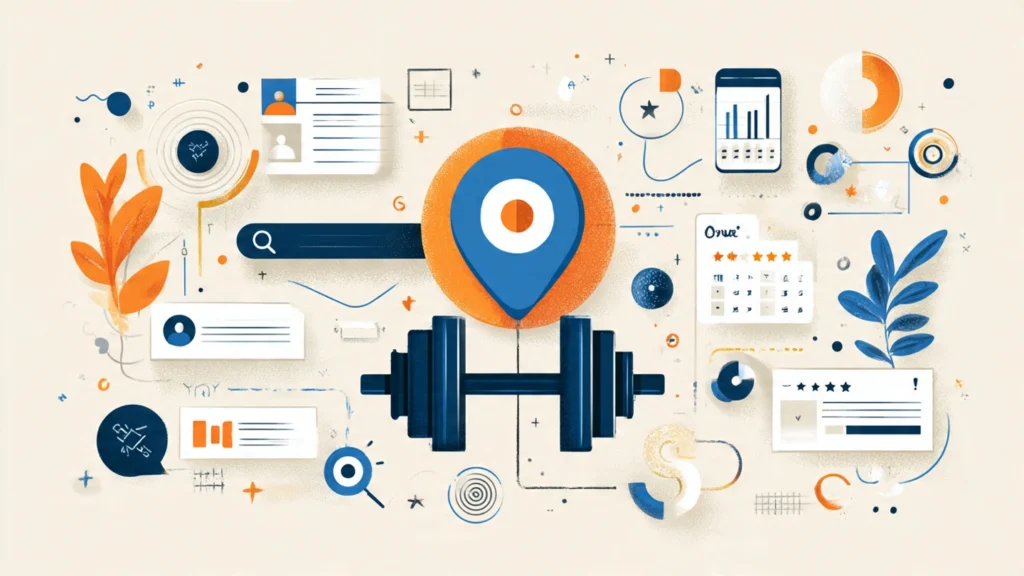 marketing and seo for gyms dashboard showing local search rankings and trial membership signups