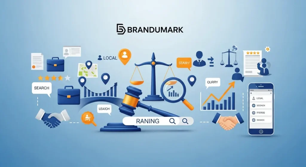 seo marketing for lawyers dashboard showing local search rankings and lead generation