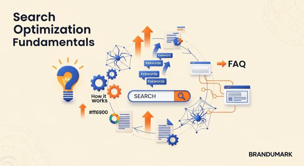 search optimization process flowchart showing keyword research content creation and ranking improvement