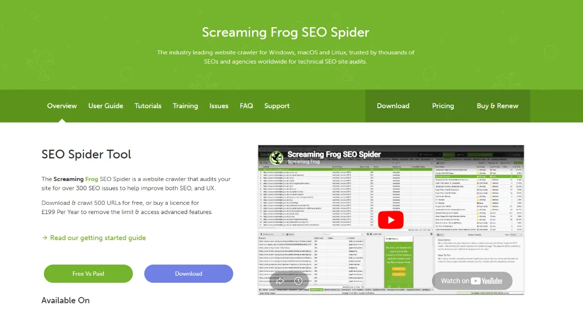 Screaming Frog SEO Spider seo audit dashboard